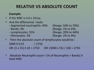 absolute vs percentage blood count.